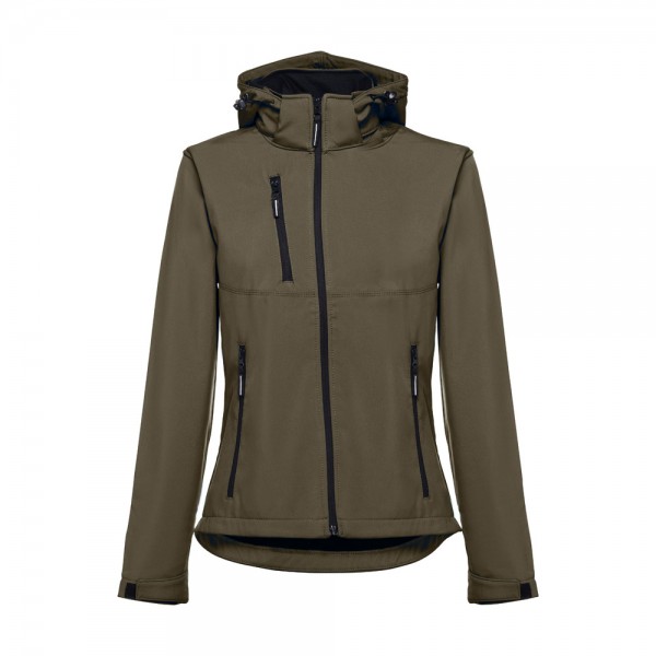 THC ZAGREB WOMEN. Giacca softshell da donna sfiancata - Verde militare