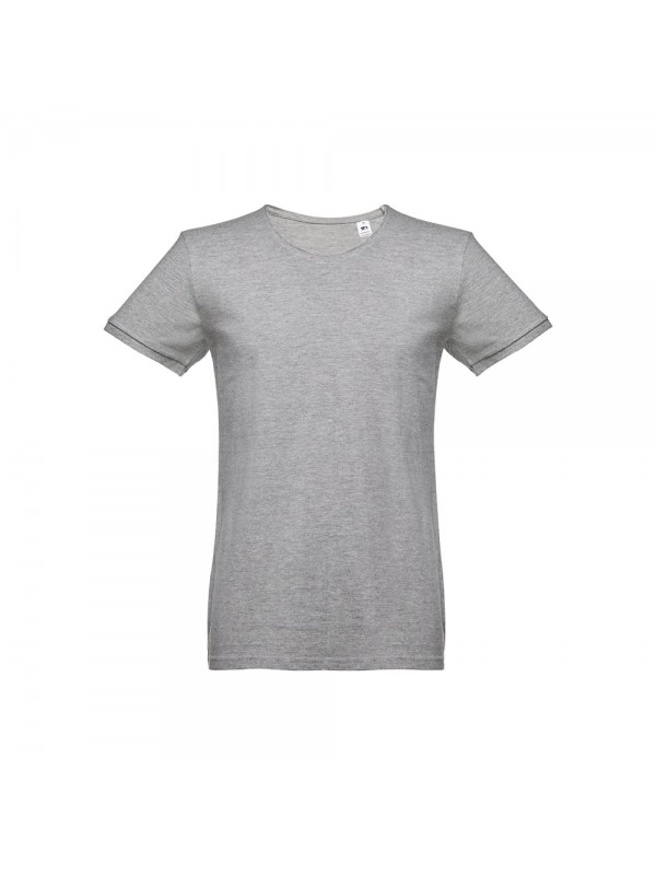 THC SAN MARINO. T-shirt da uomo a maniche corte in cotone piqué - Grigio chiaro mélange THC SAN MARINO. T-shirt da uomo a maniche corte in cotone piqué - Grigio chiaro mélange
