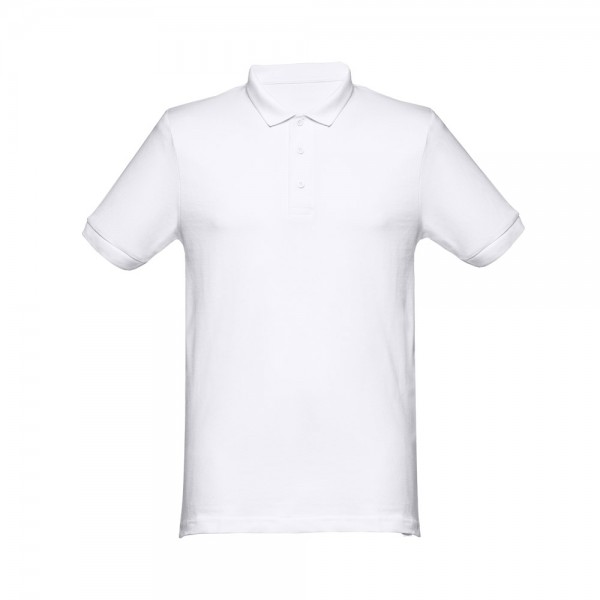 THC MONACO WH. Polo da uomo a maniche corte in cotone cardato - Bianco
