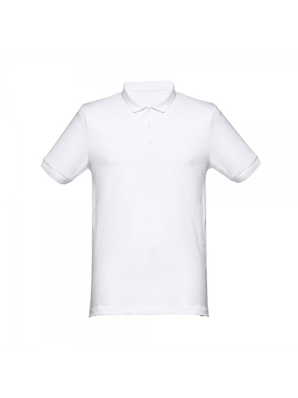 THC MONACO WH. Polo da uomo a maniche corte in cotone cardato - Bianco THC MONACO WH. Polo da uomo a maniche corte in cotone cardato - Bianco
