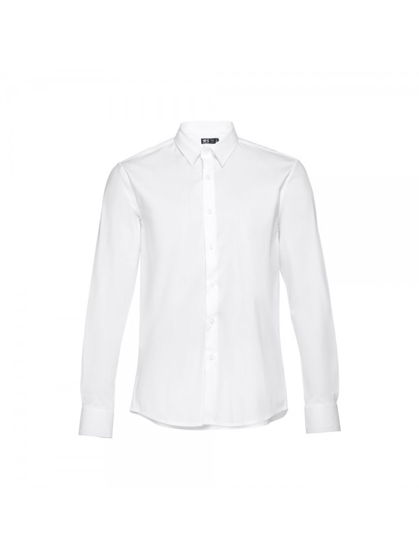 THC PARIS WH. Camicia da uomo in popeline a maniche lunghe. colore bianco - Bianco THC PARIS WH. Camicia da uomo in popeline a maniche lunghe. colore bianco - Bianco
