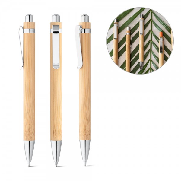 HERA. Penna a sfera in bambù con clip in metallo