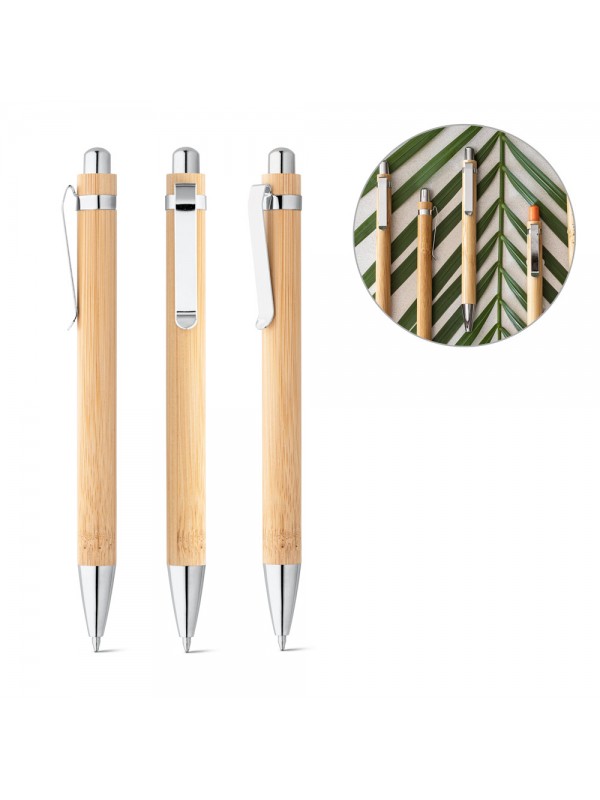 HERA. Penna a sfera in bambù con clip in metallo