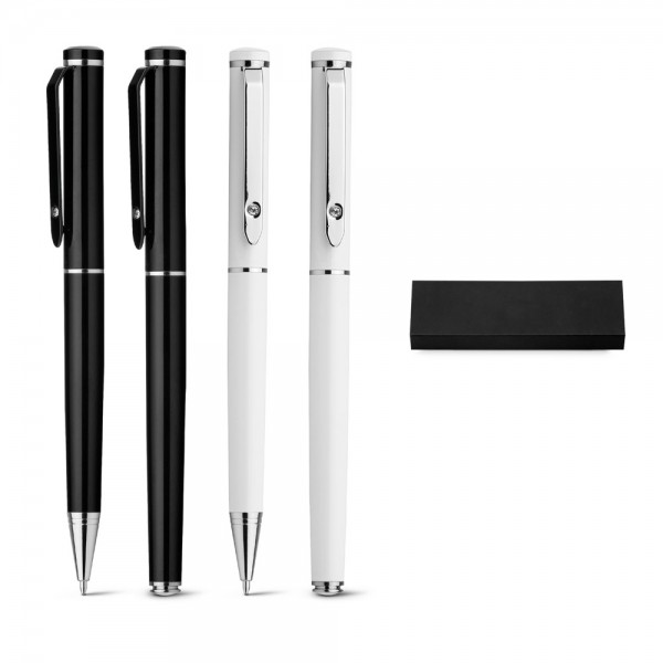CALIOPE SET. Set con penna roller e penna a sfera in metallo