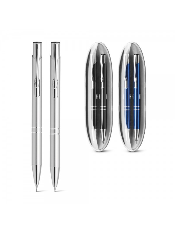 BETA SET. Set con penna a sfera e matita portamine in metallo