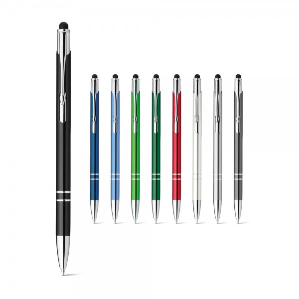 GALBA. Penna a sfera in alluminio con punta touch e clip