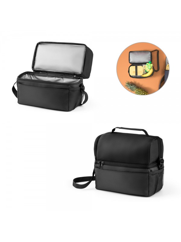 ZIPPERS COOLER. Borsa termica in 300 D e 840D Jacquard 8'5L - Nero