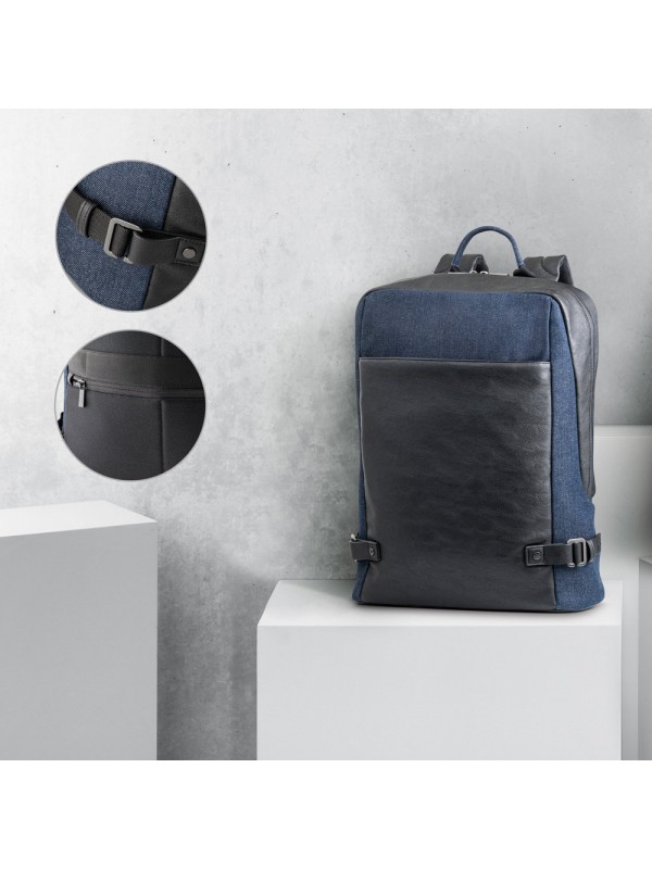DIVERGENT BACKPACK I. Zaino porta PC fino a 15'6'' in denim e PU - Blu scuro DIVERGENT BACKPACK I. Zaino porta PC fino a 15'6'' in denim e PU - Blu scuro