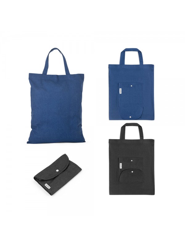 SIENA. Borsa pieghevole in cotone (50%), cotone riciclato (30%) e poliestere (20% rPET) (140 g/m²)