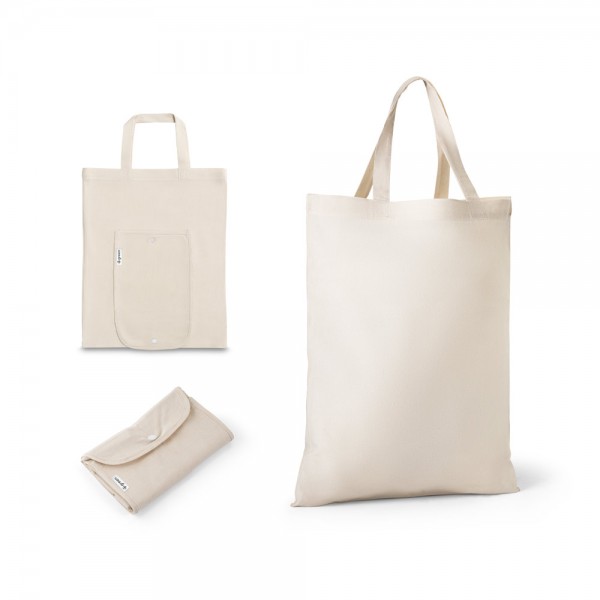 BEIRUT. Borsa pieghevole in cotone (50%), cotone riciclato (30%) e poliestere (20% rPET) (140 g/m²)