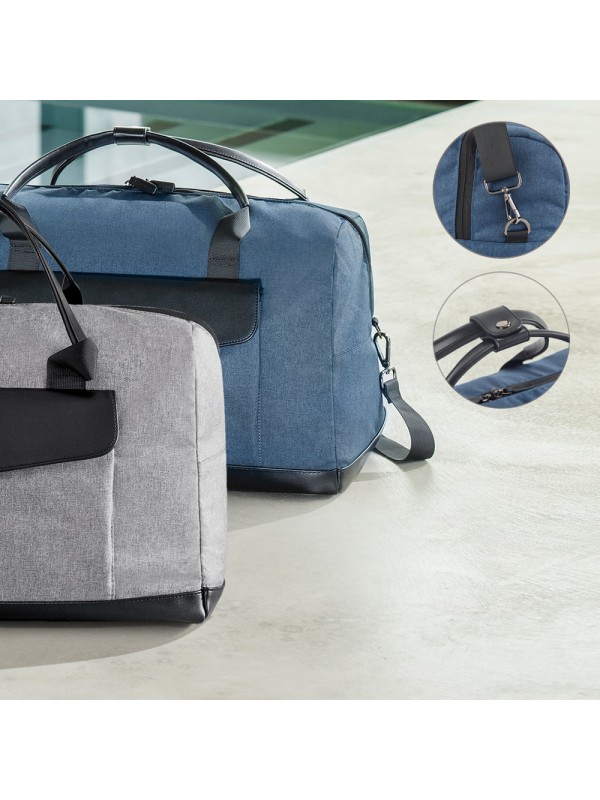 Motion Bag. Borsa da viaggio in 600D cationico e similpelle - Blu Motion Bag. Borsa da viaggio in 600D cationico e similpelle - Blu
