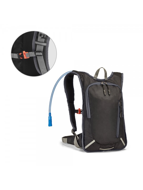 MOUNTI. Zaino sportivo in 420D con sacca idrica 2 L - Grigio MOUNTI. Zaino sportivo in 420D con sacca idrica 2 L - Grigio