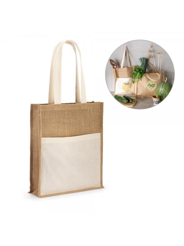 BRAGA. Borsa in juta (240 g/m²) con tasca in 100% cotone (140 gm²) BRAGA. Borsa in juta (240 g/m²) con tasca in 100% cotone (140 gm²)