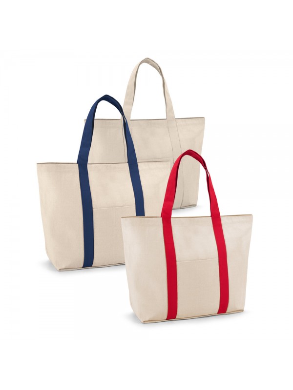 VILLE. Borsa 100% in tela di cotone con tasca interna e frontale (280 g/m²)