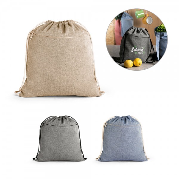 CHANCERY. Zaino a sacca in cotone riciclato (70%), poliestere (30% rPET) (140 g/m²)