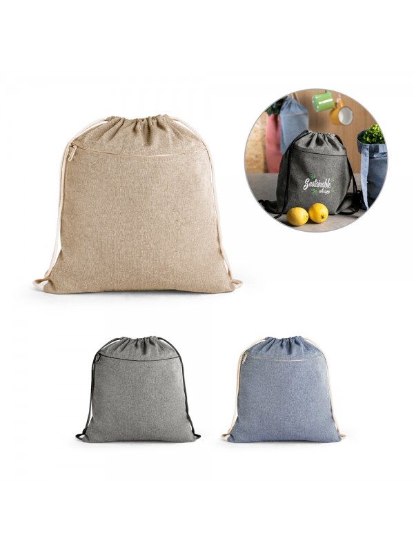 CHANCERY. Zaino a sacca in cotone riciclato (70%), poliestere (30% rPET) (140 g/m²) CHANCERY. Zaino a sacca in cotone riciclato (70%), poliestere (30% rPET) (140 g/m²)