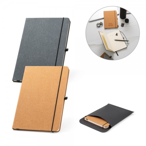 MATISSE. Blocco note A5 con copertina rigida in pelle (70% riciclata) con pagine a righe