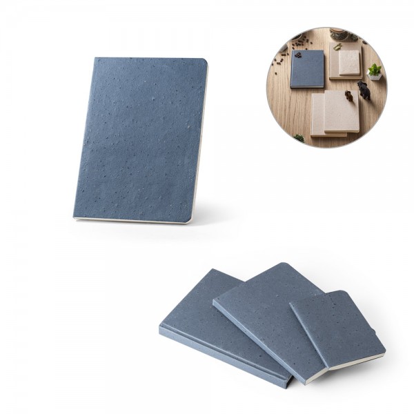 COFFEEPAD SEMI-RIGID. Block notes A5 con copertina semirigida fabbricata attraverso gli scarti della buccia di caffé (65%)