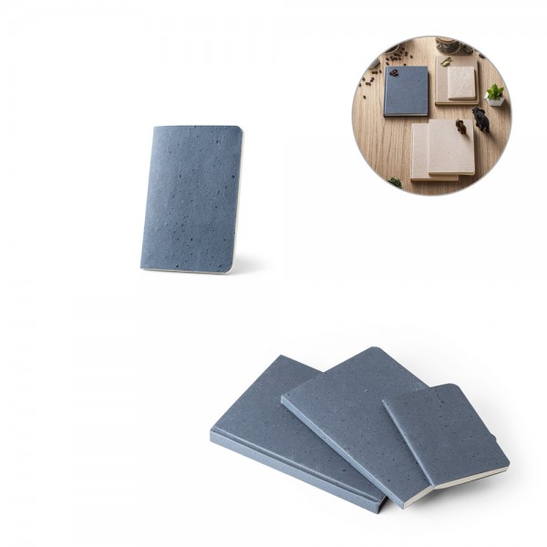 COFFEEPAD SOFT. Block notes A6 con copertina flessibile fabbricata tramite gli scarti della buccia del caffé (65%)