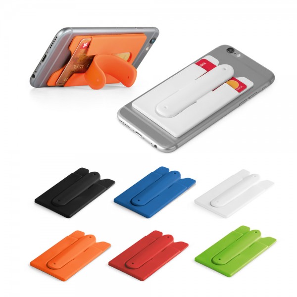 CARVER. Porta tessere con supporto per cellulare in silicone