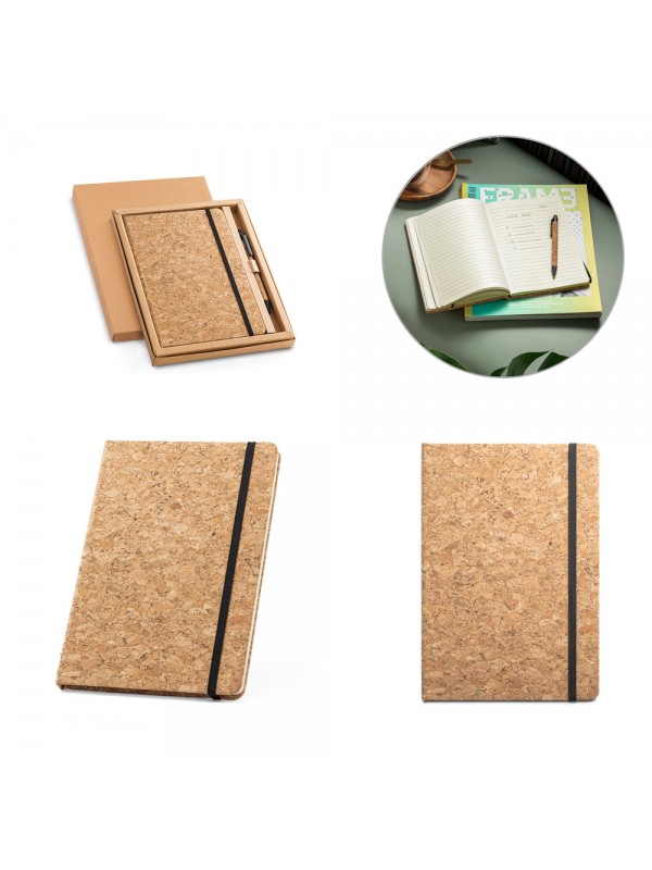 FREUD. Set block notes A5 e penna a sfera in sughero FREUD. Set block notes A5 e penna a sfera in sughero