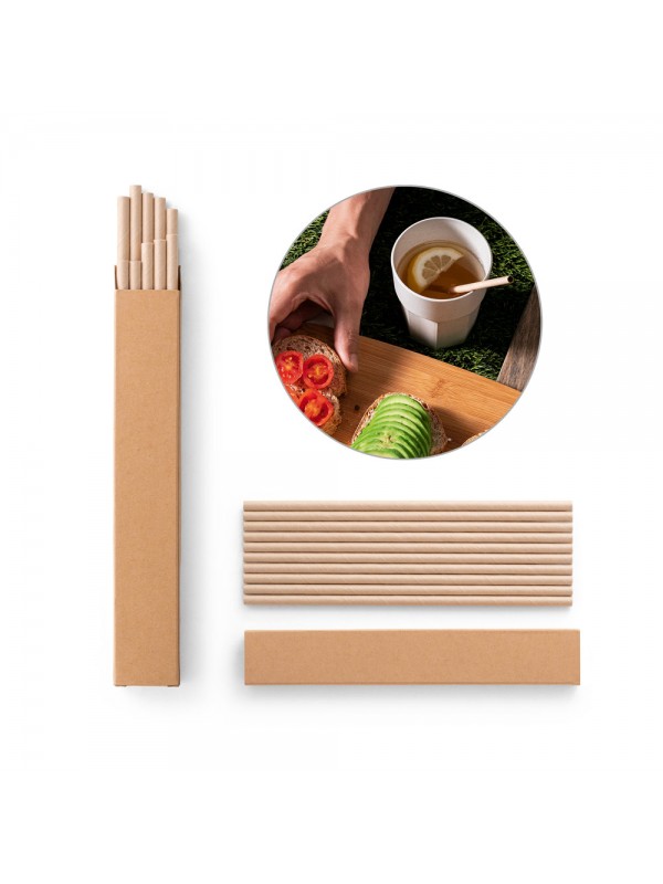 LAMONE. Set di 10 cannucce in carta kraft LAMONE. Set di 10 cannucce in carta kraft