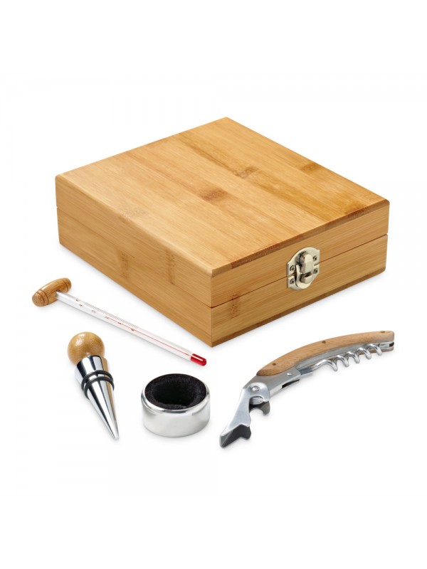 CABERNET. Set da vino in bambù, zinco e acciaio inox