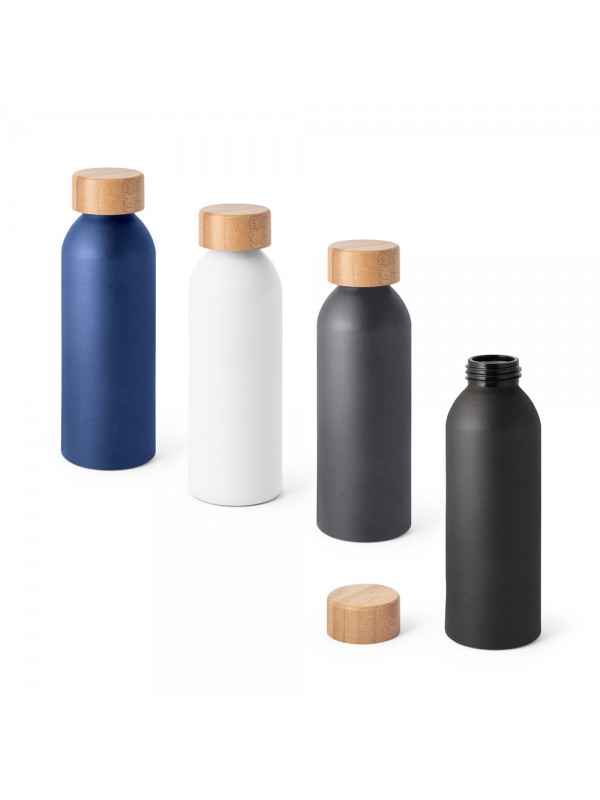 QUETA. Bottiglia in alluminio con coperchio in bambù 550 mL - Nero QUETA. Bottiglia in alluminio con coperchio in bambù 550 mL - Nero