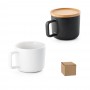 FANGIO. Tazza in ceramica da 230 mL con tappo e base in bambù