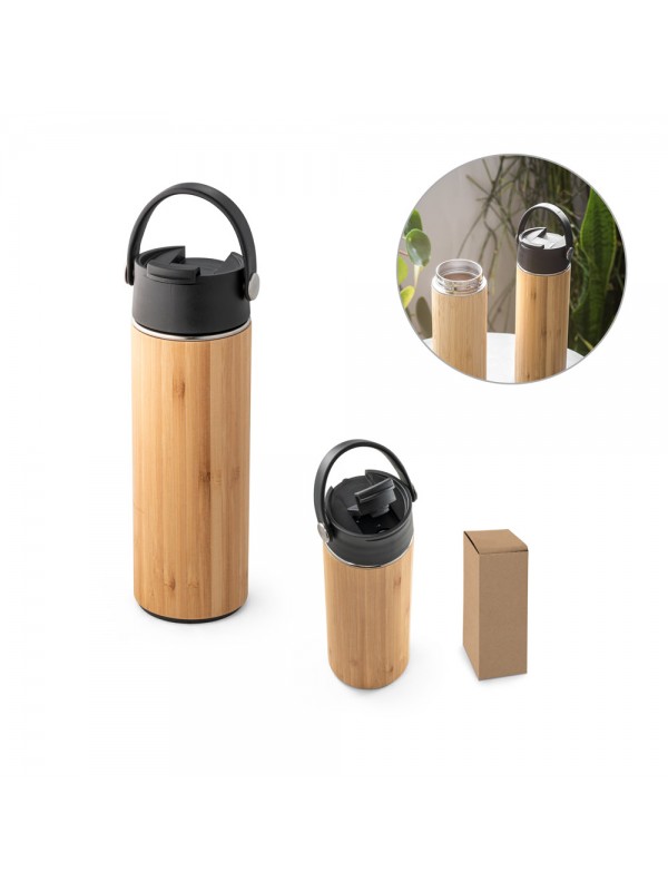LAVER. Borraccia termica in bambù, PP e acciaio inox 440 mL LAVER. Borraccia termica in bambù, PP e acciaio inox 440 mL