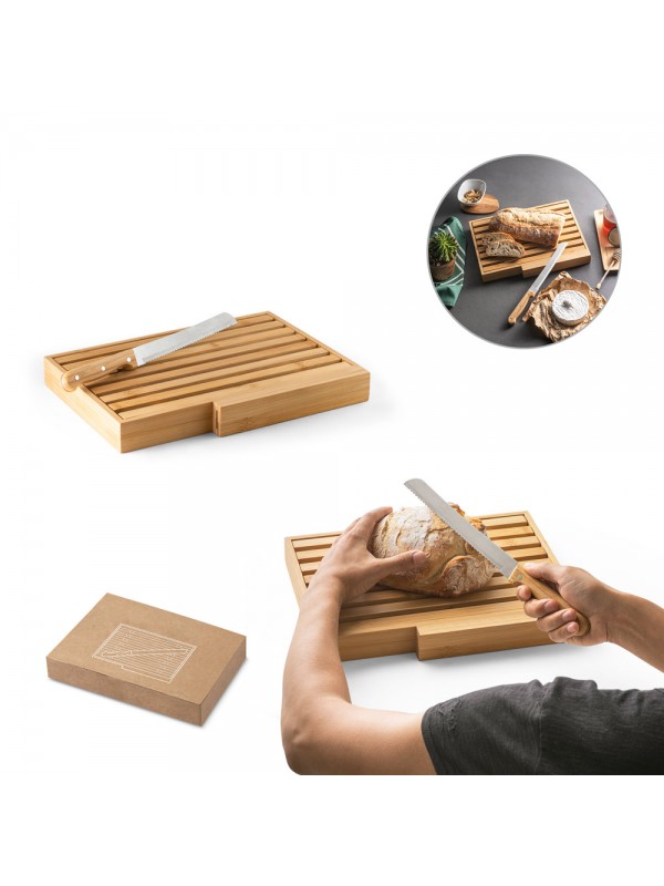 PASSARD. Tagliere per pane in bambù con coltello in acciaio inox PASSARD. Tagliere per pane in bambù con coltello in acciaio inox