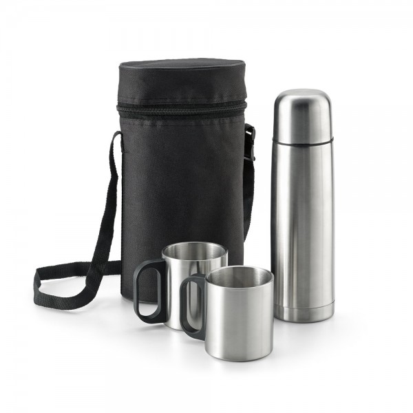 DURANT. Set con thermos e tazze in acciaio inossidabile