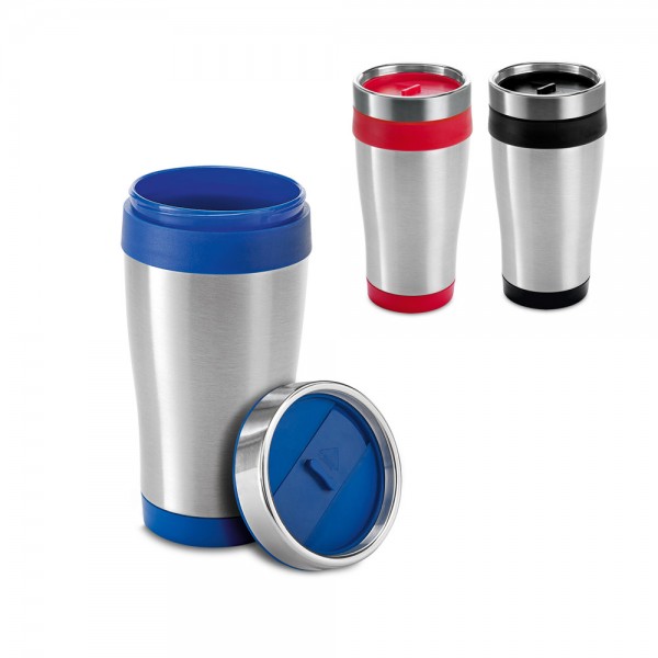 BATUM. Bicchiere da viaggio in acciaio inox e PP 420 mL