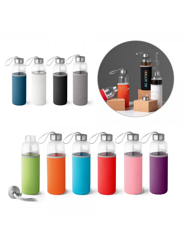 RAISE. Borraccia sportiva in vetro e acciaio inossidabile 520 mL