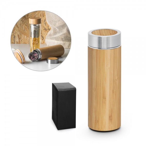 NATUREL. Borraccia termica in bambù e acciaio inox (90% riciclato) 430 mL