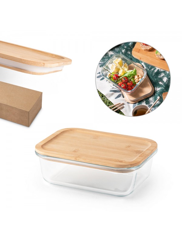 PORTOBELLO. Porta pranzo. Contenitore ermetico in vetro borosilicato e coperchio in bambù 1000 mL PORTOBELLO. Porta pranzo. Contenitore ermetico in vetro borosilicato e coperchio in bambù 1000 mL