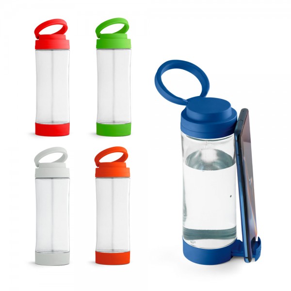 QUINTANA. Borraccia sportiva in vetro con tappo in PP 390 mL