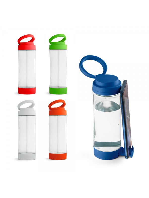 QUINTANA. Borraccia sportiva in vetro con tappo in PP 390 mL