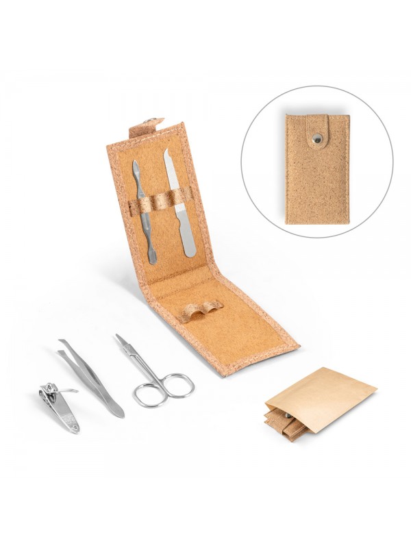 ZENA. Set manicure in sughero con accessori in acciaio inox