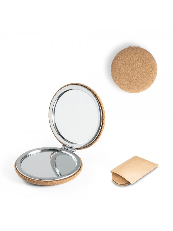 TILBURY. Specchietto da borsa doppio in sughero TILBURY. Specchietto da borsa doppio in sughero