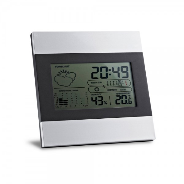 DENE. Stazione meteo da tavolo con schermo LCD in alluminio e ABS