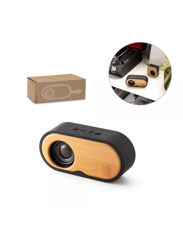 TILLY. Altoparlante portatile da 3W con durata della batteria di 5 ore in bambù e ABS riciclato (100% rABS)