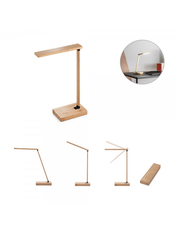 MOREY. Lampada da tavolo pieghevole con caricatore wireless superveloce da 15W in bambù MOREY. Lampada da tavolo pieghevole con caricatore wireless superveloce da 15W in bambù