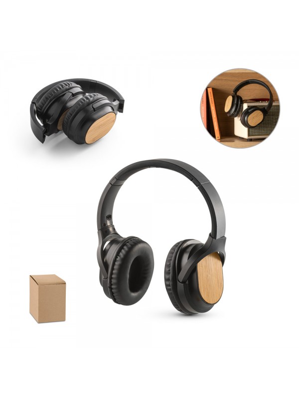 GOULD. Cuffie wireless pieghevoli con durata della batteria di 5 ore in bambù e ABS GOULD. Cuffie wireless pieghevoli con durata della batteria di 5 ore in bambù e ABS