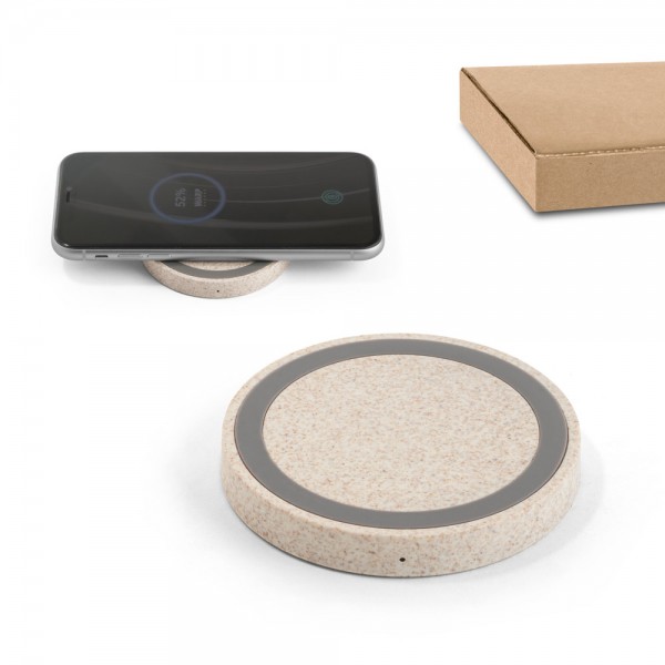 CUVIER. Caricatore wireless Superfast 5W in ABS e fibra di paglia