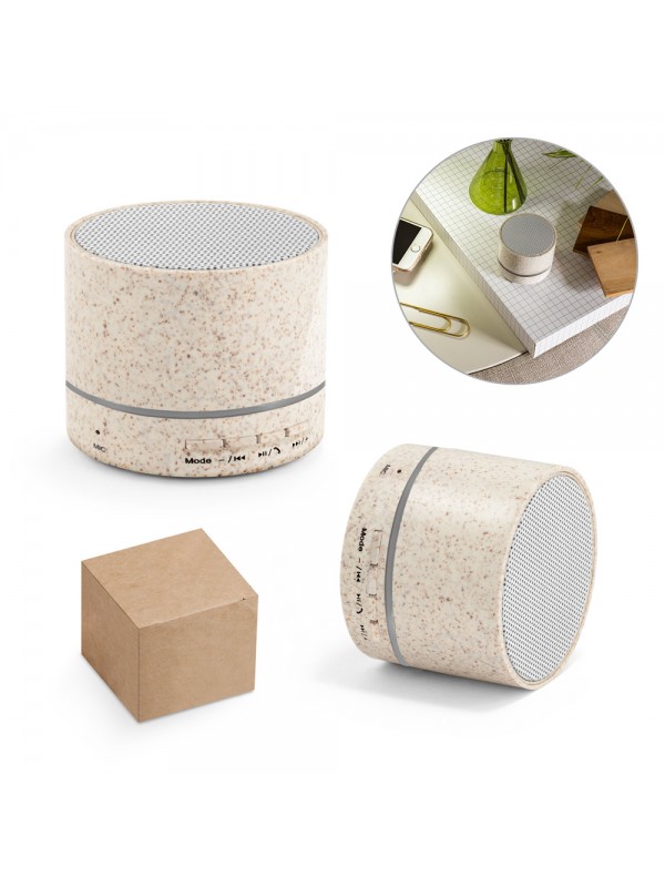 RE-LINEU. Altoparlante portatile da 3W con autonomia di 4h30m in fibra di paglia e ABS riciclato (100% rABS)
