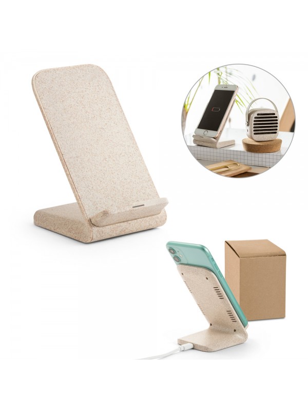 ENGLERT. Supporto per smartphone con caricatore wireless veloce da 10W in ABS riciclato (100% rABS) e fibra di paglia ENGLERT. Supporto per smartphone con caricatore wireless veloce da 10W in ABS riciclato (100% rABS) e fibra di paglia