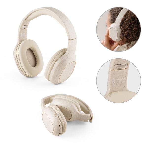 FEYNMAN. Cuffie wireless pieghevoli con batteria di 4 ore in paglia di grano e ABS