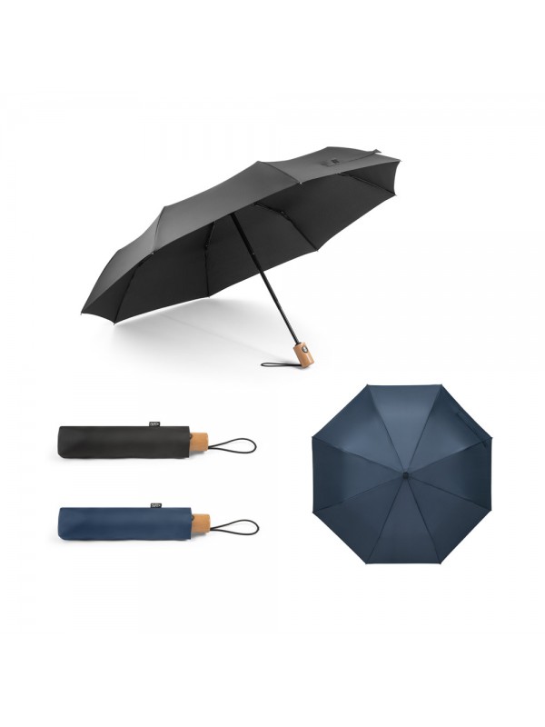 RIVER. Ombrello pieghevole in pongee 190T poliestere riciclato (100% rPET) con apertura e chiusura automatiche RIVER. Ombrello pieghevole in pongee 190T poliestere riciclato (100% rPET) con apertura e chiusura automatiche