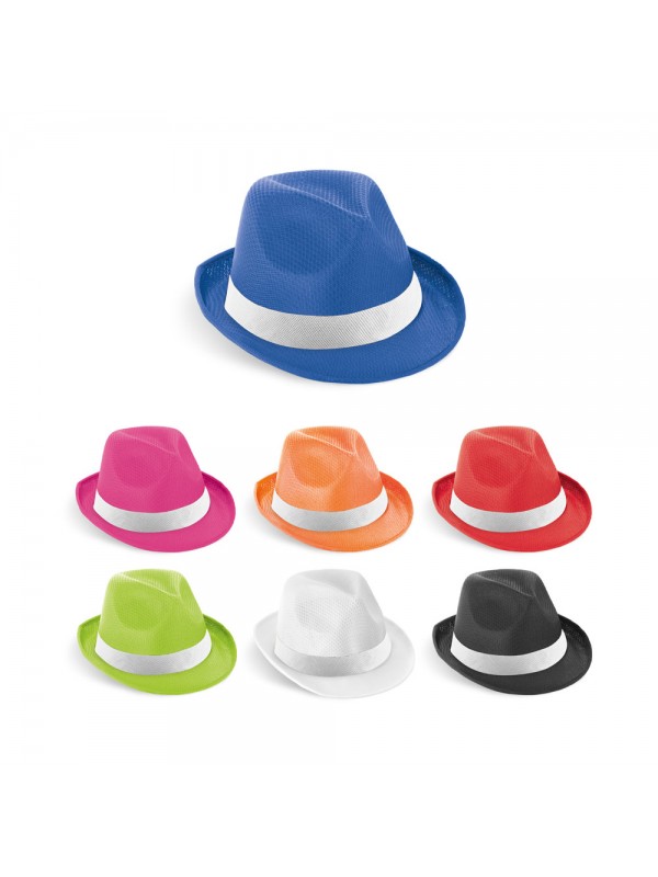 MANOLO POLI. Cappello in PP con nastro in poliestere bianco MANOLO POLI. Cappello in PP con nastro in poliestere bianco